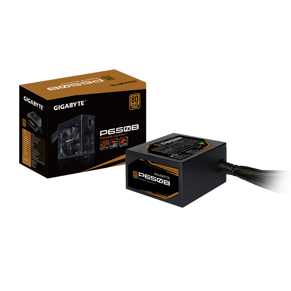Gigabyte GP-P650B 650W ATX 12V 80 PLUS BRONZE Certified Non-Modular Active PFC Power Supply