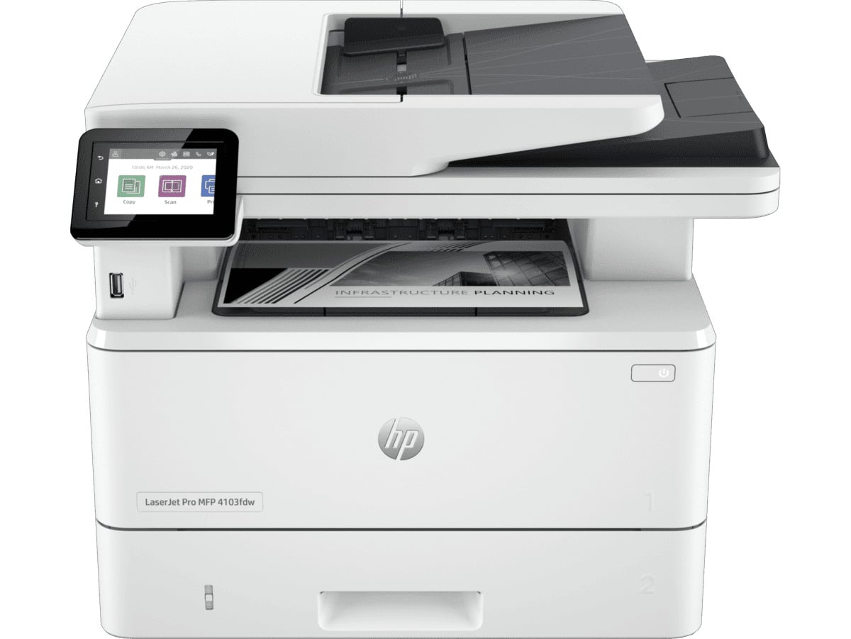 HP LaserJet Pro M4103FDW Multifunctional B&W Wireless (White)