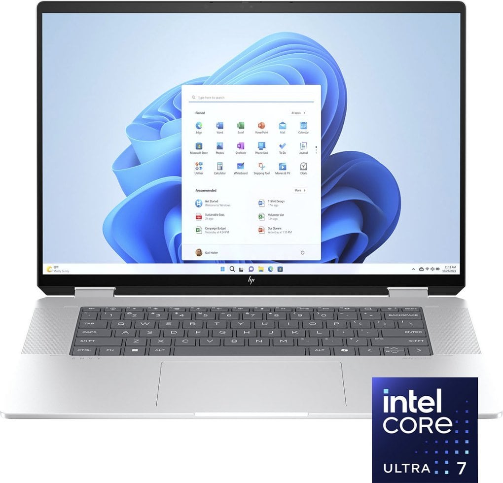 HP Envy 2 in 1 16" AC0023dx - Intel Core Ultra 7 155U Processor 16-GB 1-TB SSD Intel Integrated Graphics 16" WUXGA 1200p IPS MicroEdge Touchscreen Convertible Display PolyStudio Audio Backlit KB TPM W11 (Glacier Silver, NEW)