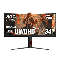 AOC CU34G4H 34" WQHD 1440p 200Hz Fast VA Panel Curved Frameless Gaming LED Monitor (Black, 1 Year Direct Local Warranty, NEW)