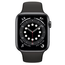  Apple Watch Series 6 MG423 44mm Space Black Titanium Case with Red Solo Loop Band 