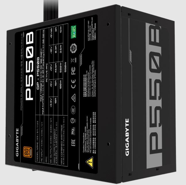 Gigabyte GP-550B 550W 80 Plus Bronze Certified Non Modular Actie PFC Power  Supply