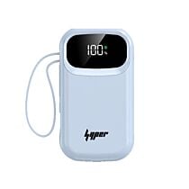 Insta Go Power Bank 22.5W Fast Charging (10,000 mAh) Digital Display 3 Built-in Cables Type-C Lightning & USB Multiple Ports (White, NEW)