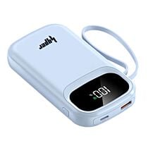 Insta Go Power Bank 22.5W Fast Charging (10,000 mAh) Digital Display 3 Built-in Cables Type-C Lightning & USB Multiple Ports (White, NEW)