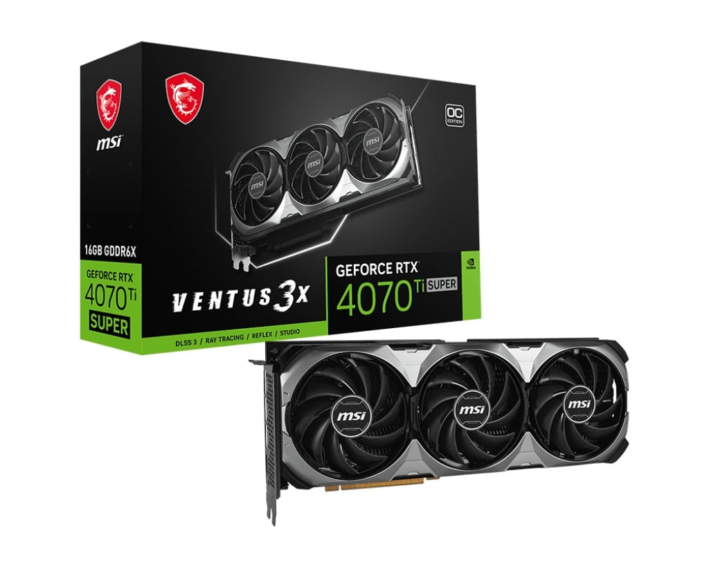 MSI GeForce RTX 4070 Ti Super 16GB Ventus 3X OC GDDR6X 256-Bit Graphics Card