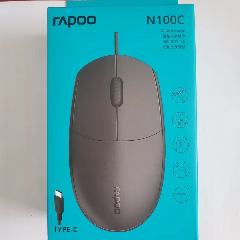 Rapoo N100C 1000 DPI Type-C Wired Optical Mouse