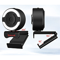 Redragon GW910 Oneshot 1080P 30 FPS 3 Level Light Adjustment Webcam (Black, NEW)