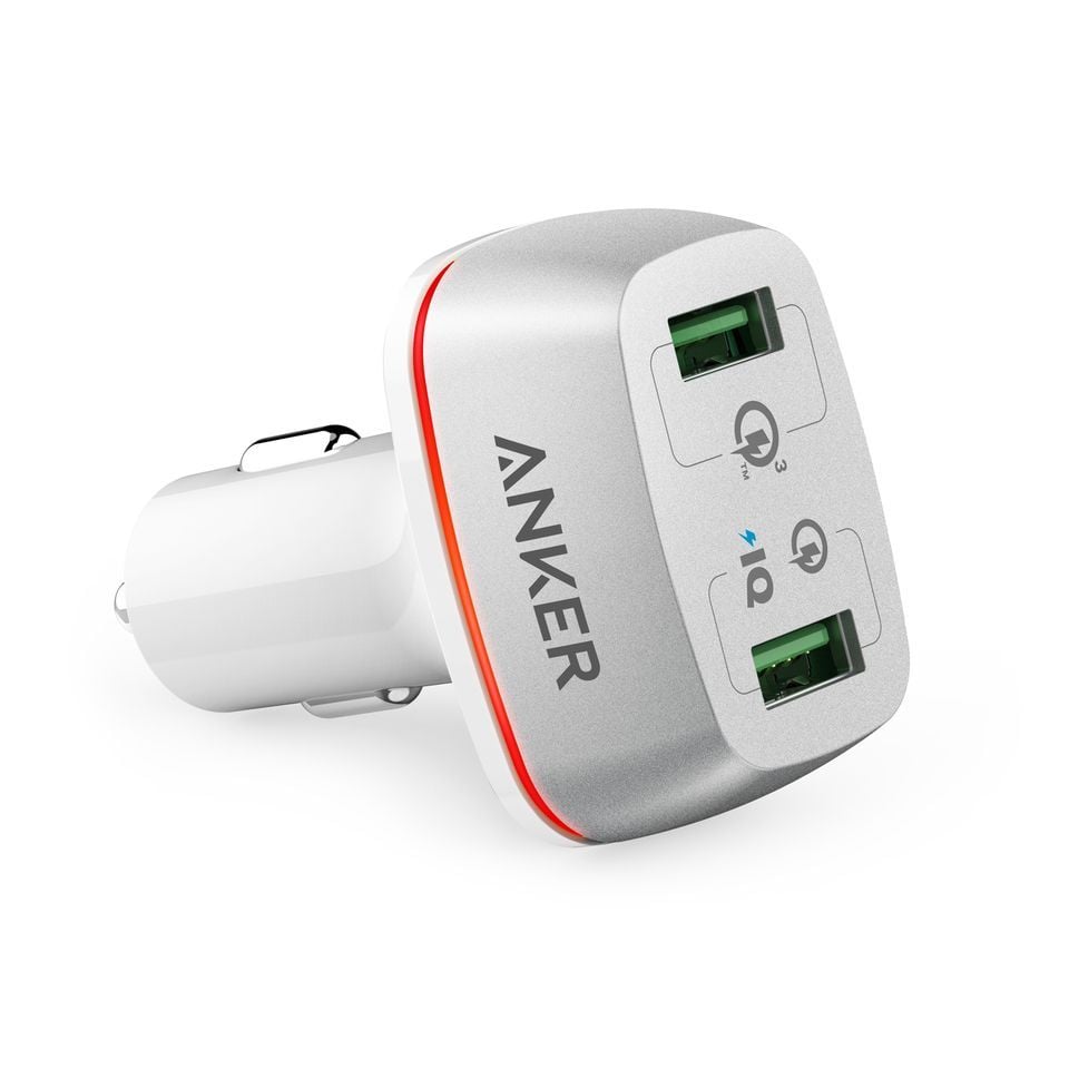 Anker Dual Port Car Charger + 2 Without Cable QUICK CHARGE With Official Warranty (A2224H12)