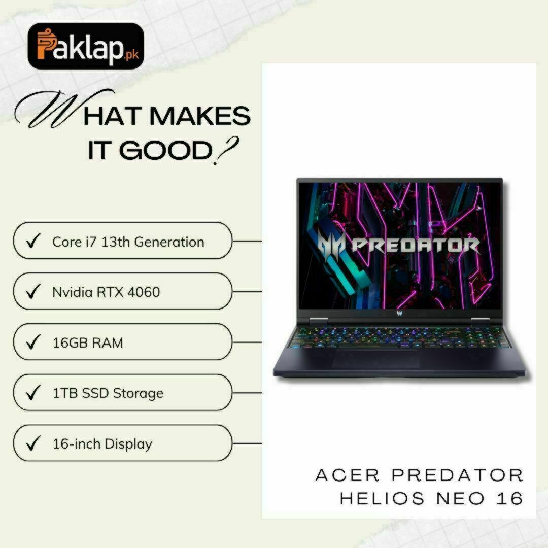 Acer Predator Helios Neo 16 in Pakistan